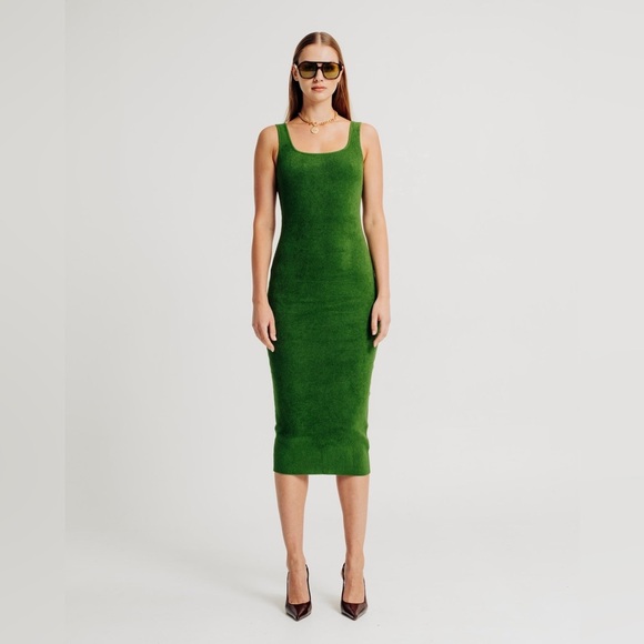 Torn by Ronny Kobo Dresses & Skirts - NEW Torn Ronny Kobo Gigi Dress Ribbed Knit Stretch Midi Small Moss Green NWT